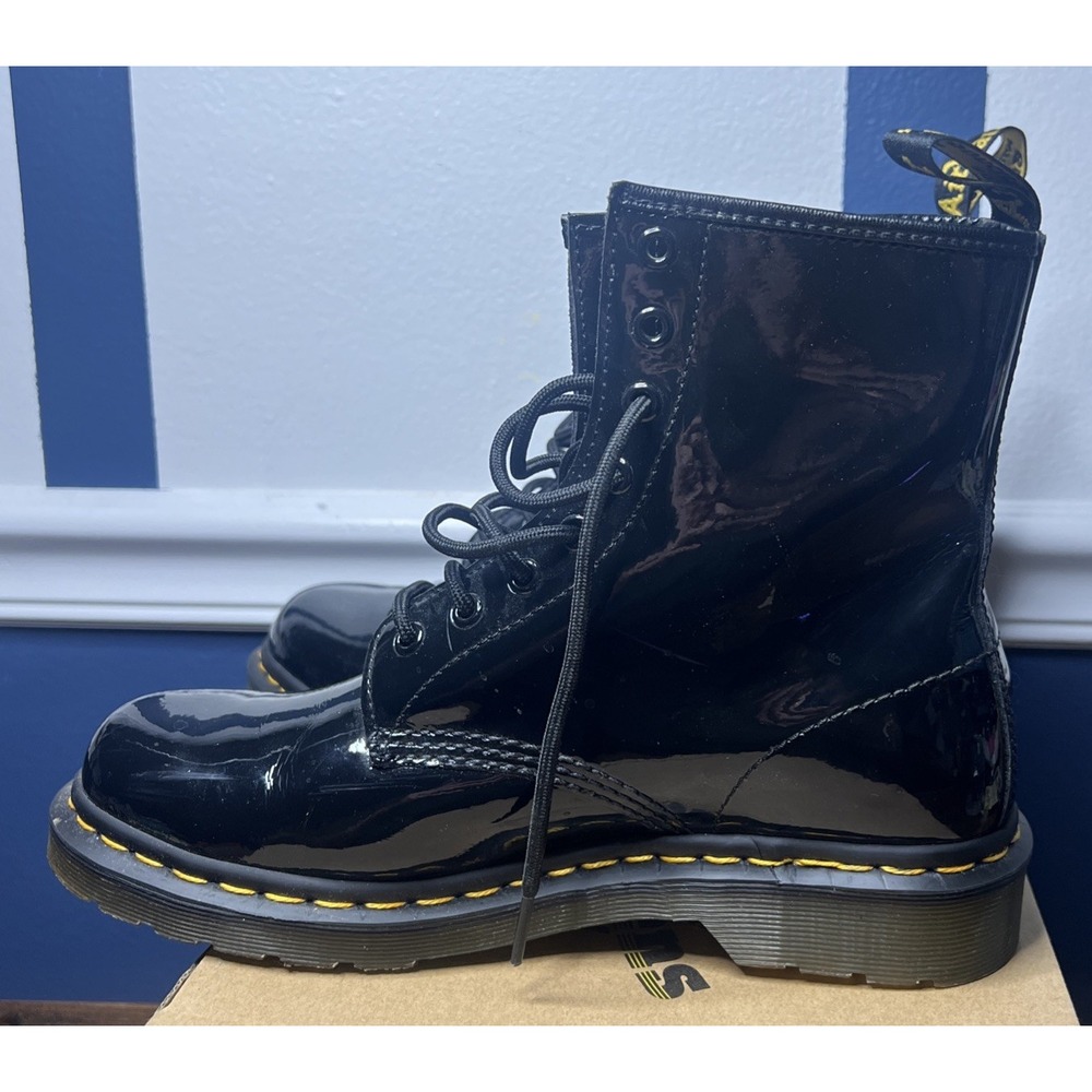 Dr. Doc Martens 1460W Black Leather Combat Boots Women's 9 - Picture 3 of 7